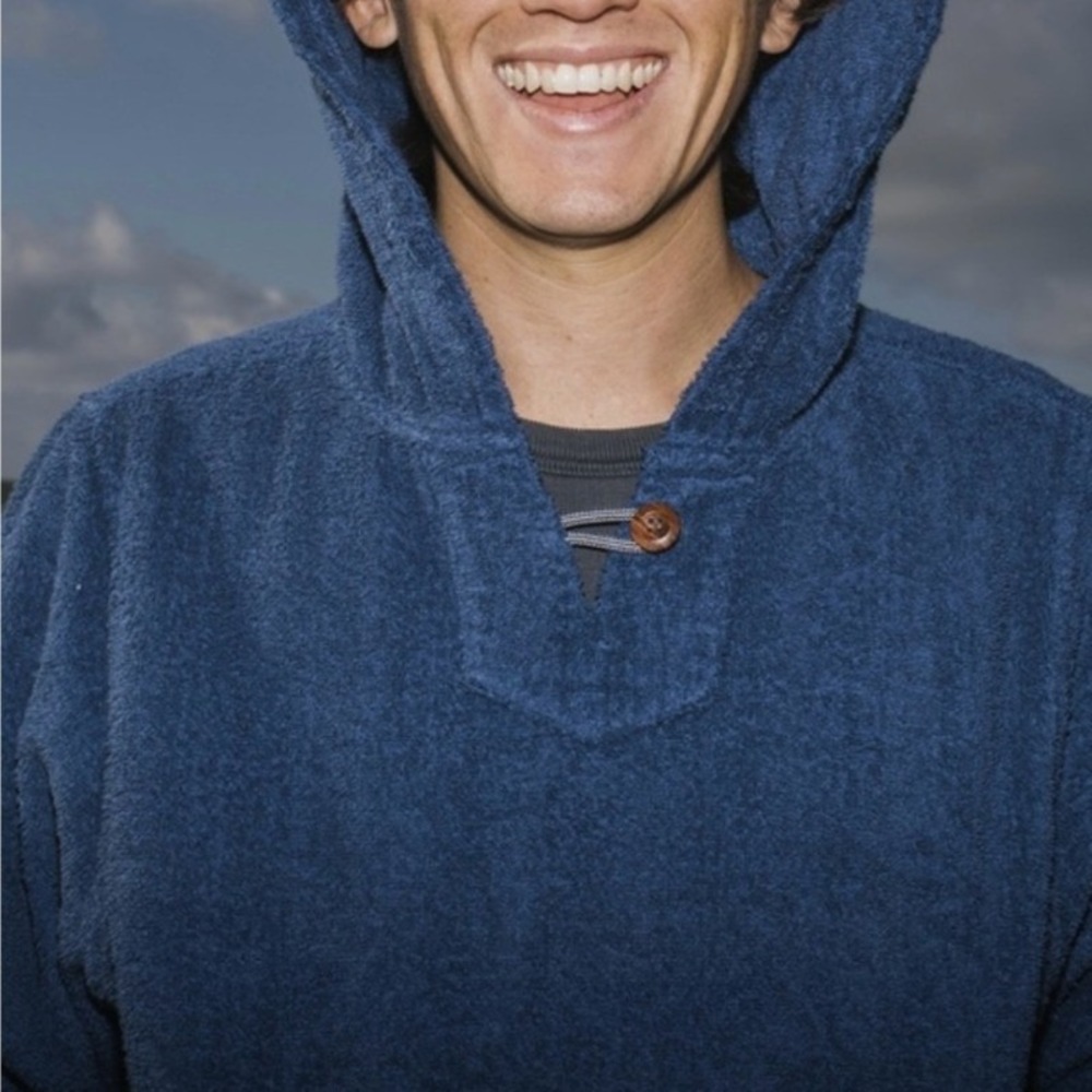 BIRDWELL BAJA Beach Britches Terry Cloth Hoodie Pullover‎ Men M INDIGO SURF USA